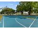Close up view of the community basketball court featuring mature trees, benches, and shade at 25830 Crippen Dr, Land O Lakes, FL 34639