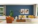 This living room features an accent wall, cozy seating, and natural light from a large window at 31781 Griffin Sands Ln, San Antonio, FL 33576
