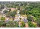Aerial view of a neighborhood with tree-lined streets and lush greenery with a pinpoint location at 403 Westbrook Ave, Brandon, FL 33511