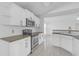 Modern kitchen featuring white cabinets, stainless steel appliances, and granite countertops at 4617 Horseshoe Pick Ln, Valrico, FL 33594