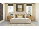 Airy bedroom features two bedside tables, a soft rug, accent pillows, and two large windows at 11845 Sparkling Topaz Cv, Parrish, FL 34219