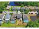 A high-angle view of a neighborhood with well-maintained homes, pools, and lush greenery at 12935 Solola Way, Trinity, FL 34655