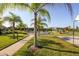 Beautifully landscaped community grounds featuring lush green grass, palm trees, and recreational area at 13742 Artesa Bell Dr, Riverview, FL 33579