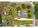 Overhead view of a home with a screened pool, surrounded by mature trees and landscaping at 18929 Crescent Rd, Odessa, FL 33556