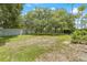 Spacious backyard featuring green grass, mature trees, and a privacy fence, ideal for outdoor activities at 2306 Lake Woodberry Cir, Brandon, FL 33511