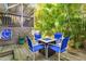 Secluded backyard patio with modern fire pit and seating, creating a cozy outdoor gathering space at 412 80Th St, Holmes Beach, FL 34217