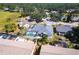 Scenic aerial view features a screened-in pool and patio with surrounding landscaping at 4822 Hamlets Grove Dr, Sarasota, FL 34235