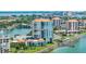 Beautiful aerial view features luxury condos with private dock, pool, and waterfront access at 6287 Bahia Del Mar Cir # 801, St Petersburg, FL 33715