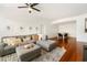 Comfortable living room that has hardwood floors, neutral color palette, and seamless access to the adjacent dining area at 700 S Harbour Island Blvd # 342, Tampa, FL 33602