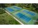 Aerial view of well-maintained tennis courts surrounded by lush greenery at 833 Lakeside Ter, Palm Harbor, FL 34683