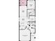 First floor layout of a two-story home featuring a kitchen, dining room, great room, lanai, and primary suite at 845 Steel Dr, Apollo Beach, FL 33572