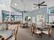 Bright common area with tables, chairs, ceiling fans, and easy access to the outdoors at 1015 S Pointe Alexis Dr, Tarpon Springs, FL 34689