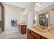 Bathroom features double sinks and walk in shower at 11220 Godwit Ct, New Port Richey, FL 34654