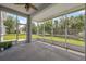 The screened lanai offers views of a large yard with mature trees and landscaping at 11220 Godwit Ct, New Port Richey, FL 34654