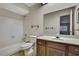 Cozy bathroom with a combination tub and shower, along with a vanity and sink at 14615 Daybreak Dr, Lutz, FL 33559