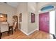 Elegant home foyer with hardwood floors, a stylish door, and tasteful decor at 1747 Wood Brook St, Tarpon Springs, FL 34689
