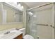 This bathroom features a frameless shower, a sink and vanity, and an elongated toilet at 1831 Stable Trl, Palm Harbor, FL 34685