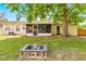 Outdoor fire pit, screened in porch and lush backyard at 27343 Warner Ave, Brooksville, FL 34602