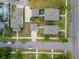 Aerial view of multiple residences showcasing neighborhood layout and proximity to street at 444 49Th N St, St Petersburg, FL 33710