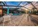 Enclosed community pool with lounge chairs and sun umbrellas at 4805 Alt 19 # 421, Palm Harbor, FL 34683