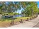 Picturesque waterfront view with lush trees and a private boat dock at 5610 N River Shore Dr, Tampa, FL 33603
