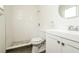 Modern bathroom featuring a walk-in shower, updated vanity, and neutral color scheme at 5670 Postma St, North Port, FL 34287