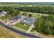 Aerial view of an elegant home showcasing its manicured lawn and stylish design, near a community road at 5865 Creek Ridge Rd, Brooksville, FL 34601