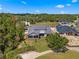 Aerial view of new construction home with screened in porch and balcony at 5865 Creek Ridge Rd, Brooksville, FL 34601