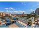 Inviting rooftop terrace with comfortable seating and views of the city skyline under a bright blue sky at 700 Beach Ne Dr # 705, St Petersburg, FL 33701