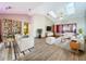 Spacious living room with vaulted ceilings, skylights, and modern decor at 8127 Tarsier Ave, New Port Richey, FL 34653