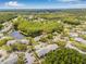 A stunning aerial shot showcasing the community layout with lush greenery and a beautiful lake at 1281 Pine Ridge E Cir # H1, Tarpon Springs, FL 34688