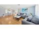 Bright living room with hardwood floors, neutral walls, and comfortable seating, perfect for relaxation and entertainment at 1408 Dartmouth Dr, Holiday, FL 34691