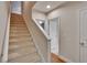 Carpeted staircase leading to the upper level, providing a seamless transition between floors at 15724 Ibisridge Dr, Lithia, FL 33547