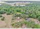 Aerial view of the property, surrounded by lush trees and a pond, with distant houses in view at 1641 Thompson Rd, Lithia, FL 33547