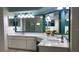 This bathroom includes a dual sink vanity, generous counter space and bright lighting at 16505 Lake Heather Dr, Tampa, FL 33618