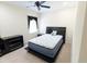 Modern bedroom with a striking black bed frame and matching furnishings, creating a sophisticated space at 16637 Ashton Green Dr, Lutz, FL 33558