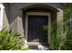 Elegant double front doors and lush landscaping create a welcoming entrance to the home at 16637 Ashton Green Dr, Lutz, FL 33558