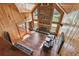 Open living room with a wood ceiling, brick fireplace, lots of windows, and hardwood floors at 19708 Bower Rd, Dade City, FL 33523