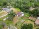 Aerial view showcasing the property layout, surrounding greenery, and neighborhood at 2512 Rustic Oaks Dr, Lutz, FL 33559