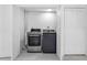 A laundry room features a modern washer and dryer, with white bi-fold doors to save space at 326 176Th Avenue Cir, Redington Shores, FL 33708