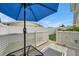 Private patio featuring an umbrella, outdoor seating, and white lattice fencing at 3716 Carioca Rd, Holiday, FL 34691