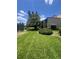 Well-maintained lawn leading to a pond next to the back of the condo building at 710 N Village N Dr # 102, St Petersburg, FL 33716