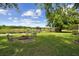 Serene backyard oasis featuring a fire pit, lake views, a dock, and mature trees for ultimate relaxation at 1703 Ryan Dr, Lutz, FL 33549