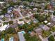 Areal view of property showing the location, neighboring homes, and backyard pool at 10515 Hetrick W Cir, Largo, FL 33774