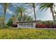 Community sign for Esplanade at Starkey Ranch is surrounded by lush landscaping and palm trees at 11411 Juglans Dr, Odessa, FL 33556