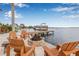 Waterfront patio with a fire pit and plenty of seating near the boat dock at 1819 Bayou Grande Ne Blvd, St Petersburg, FL 33703