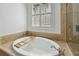 Bright bathroom featuring a soaking tub, large window with shutter, and stand up shower at 1940 Floresta View Dr, Tampa, FL 33618
