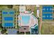 Aerial view of community amenities including pool, tennis courts, basketball courts, and playground at 19830 Strathmore Pl, Land O Lakes, FL 34638