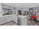 Bright, open kitchen with stainless appliances, gray and white cabinetry, and barstool seating at 297 Lakeview Dr, Tarpon Springs, FL 34689