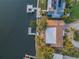 This elevated view of the property features a private dock and waterfront in a coastal neighborhood at 4772 Dover Ne St, St Petersburg, FL 33703